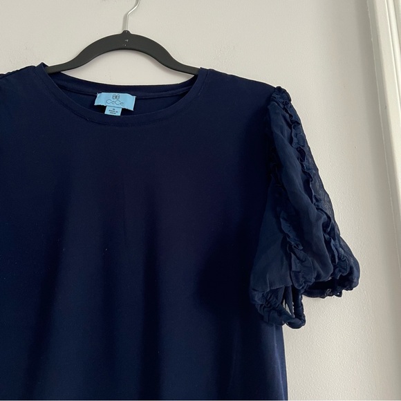 CeCe Midnight Blue Blouse with Ruffled Sleeves - Picture 1 of 3